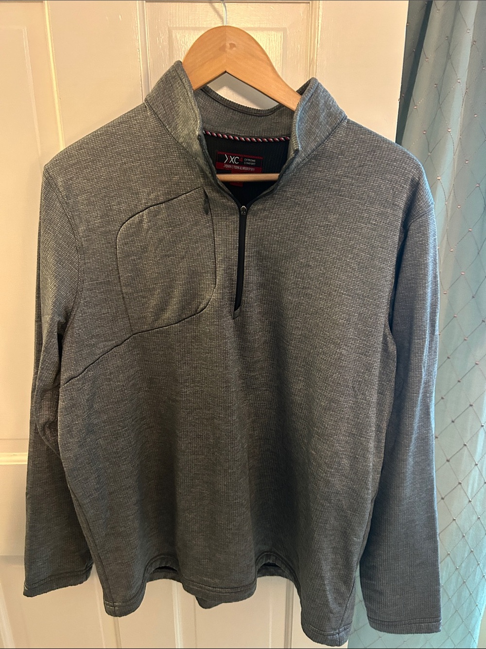 Johnston & Murphy Men's Heather Gray Half-Zip Pullover